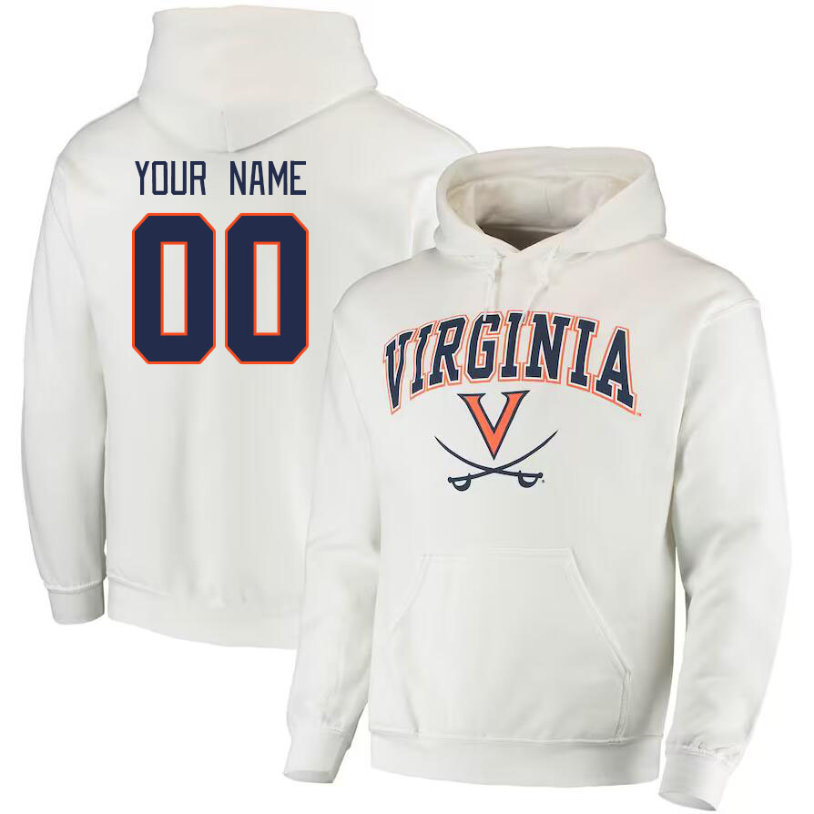 Custom Virginia Cavaliers Name And Number College Hoodie-White - Click Image to Close